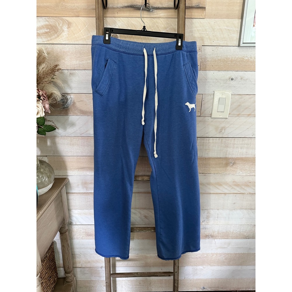 Victoria's Secret PINK Blue Wide Leg Sweatpants Drawstring Logo Small
